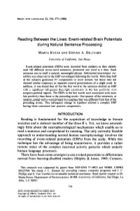 Event-Related Brain Potentials During Natural Sentence Processing