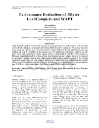 Performance Evaluation of Jmeter, Loadcomplete and WAPT