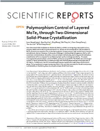Polymorphism Control of Layered Mote2 Through Two-Dimensional