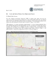 Tecate and Calexico Border Infrastructure Projects Request For