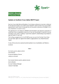Update on Southern Cross Cables NEXT Project