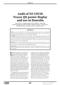 Audit of NZ COVID Tracer QR Poster Display and Use in Dunedin