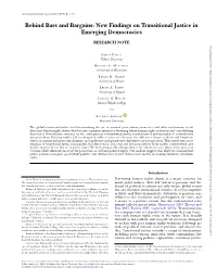 Behind Bars and Bargains: New Findings on Transitional Justice in Emerging Democracies