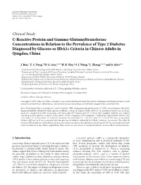 C-Reactive Protein and Gamma-Glutamyltransferase
