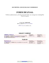 CAMPBELL SOUP CO Form DFAN14A Filed 2018-10-01