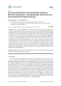 Ecological Sanitation and Sustainable Nutrient Recovery Education: Considering the Three Fixes for Environmental Problem-Solving