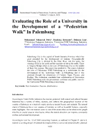 Evaluating the Role of a University in the Development of a “Pedestrian Walk” in Palembang