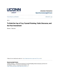 Funeral Picketing, Public Discourse, and the First Amendment