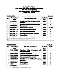 1 University of Mysore M.Sc., Botany Choice