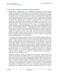 A. the Proposed Program of Research and Experimentation Spacequest, Ltd