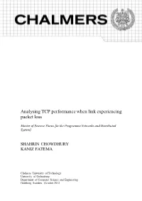 Analysing TCP Performance When Link Experiencing Packet Loss