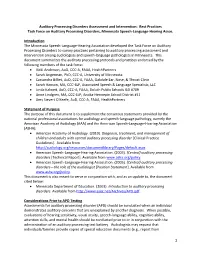 Auditory Processing Disorders Assessment and Intervention: Best Practices Task Force on Auditory Processing Disorders, Minnesota Speech-Language-Hearing Assoc