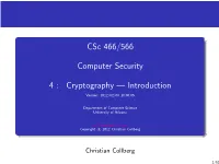 Cryptography — Introduction Version: 2012/02/06 16:06:05