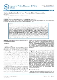 Mining Exploitation Policy and Poverty of Local Communities