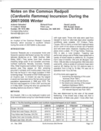 Notes on the Common Redpoll 2007/2008 Winter