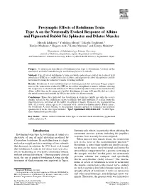 Presynaptic Effects of Botulinum Toxin Type a on the Neuronally Evoked Response of Albino and Pigmented Rabbit Iris Sphincter and Dilator Muscles