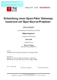 Entwicklung Eines Spam-Filter Gateways Basierend Auf Open-Source-Projekten