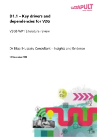 Key Drivers and Dependencies for V2G