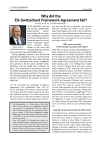 Why Did the EU-Switzerland Framework Agreement Fail? by Prof