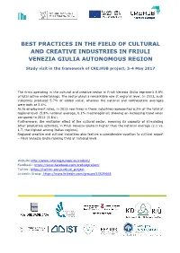 Best Practices in the Field of Cultural and Creative Industries in Friuli Venezia Giulia Autonomous Region