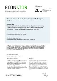Focus on Foreign Service Posts and the International Commitment Funds (A Zero-Based Budgeting Attempt)