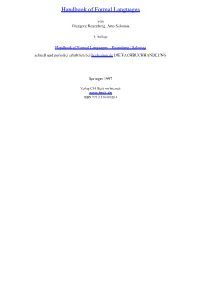 Handbook of Formal Languages