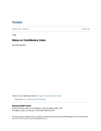 Notes on Contributors, Index