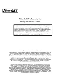 Taking the SAT® I: Reasoning Test Scoring and Answers Sections
