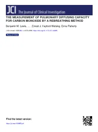 The Measurement of Pulmonary Diffusing Capacity for Carbon Monoxide by a Rebreathing Method