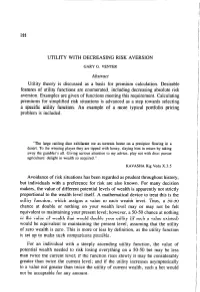 Utility with Decreasing Risk Aversion
