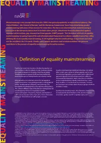 Equality Mainstreaming