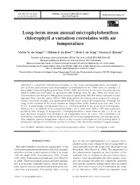 Long-Term Mean Annual Microphytobenthos Chlorophyll a Variation Correlates with Air Temperature
