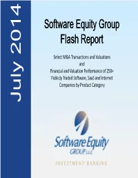 Monthly Flash Report SEG Software Index Category: Billing and Service Management