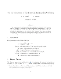On the Derivation of the Bayesian Information Criterion