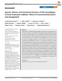 Species Richness and Functional Structure of Fish Assemblages in Three Freshwater Habitats: Effects of Environmental Factors and Management