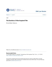 The Doctrine of After-Acquired Title