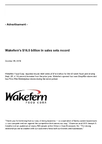 Wakefern's $16.5 Billion in Sales Sets Record