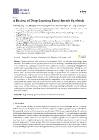 A Review of Deep Learning Based Speech Synthesis