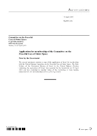 Application for Membership of the Committee on the Peaceful Uses of Outer Space