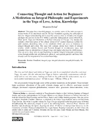 Connecting Thought and Action for Beginners: a Meditation on Integral Philosophy and Experiments in the Yoga of Love, Action, Knowledge