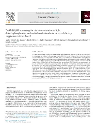 DART-MS/MS Screening for the Determination of 1,3- Dimethylamylamine and Undeclared Stimulants in Seized Dietary Supplements from Brazil