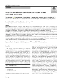EANM Practice Guideline/SNMMI Procedure Standard for RAIU and Thyroid Scintigraphy