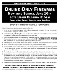Online Only Firearms Now Thru Sunday, June 10Th Lots Begin Closing @ 5Pm Preview Day: Friday, June 8Th from 8Am-5Pm