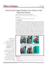 Trans-Scrotal Complex Fistula-In-Ano: Tricks for Safe Single Stage Surgery