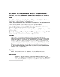 Transgenic Over Expression of Nicotinic Receptor Alpha 5, Alpha 3, and Beta 4 Subunit Genes Reduces Ethanol Intake in Mice