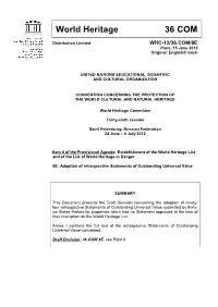 Adoption of Retrospective Statements of Outstanding Universal Value