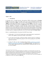 CSA Position Paper 25-404 - New Self-Regulatory Organization Framework