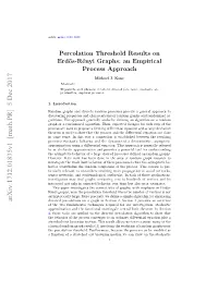 Percolation Threshold Results on Erdos-Rényi Graphs
