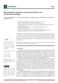 Raychaudhuri Equation, Geometrical Flows and Geometrical Entropy