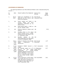 Statements by Ministers